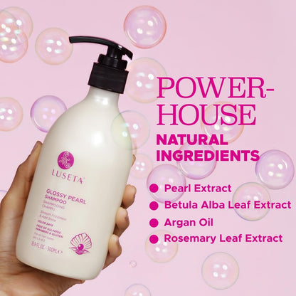 Luseta Glossy Pearl Shampoo - Smoothing & Nourishing Shampoo for Frizzy Hair with Pearl Extract, Awakens Shine for Dull Hair, 16.9 fl oz Avelisse
