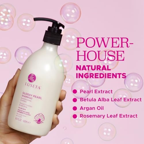 Luseta Glossy Pearl Shampoo - Smoothing & Nourishing Shampoo for Frizzy Hair with Pearl Extract, Awakens Shine for Dull Hair, 16.9 fl oz Avelisse