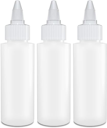 BRIGHTFROM 2 oz Twist Top Applicator Bottles – Pack of 3 Squeeze Bottles with Open/Close Nozzle, Refillable Empty Plastic Bottles for Multi Purpose Use - görsel 2