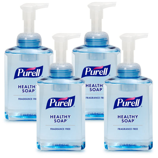 PURELL Brand HEALTHY SOAP Gentle & Free Foam Hand Soap, Fragrance-Free, 17.4 fl oz Table Top Pump Bottle (Pack of 4) - 5016-04 Avelisse