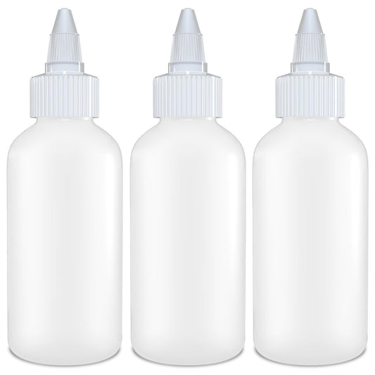 BRIGHTFROM Twist Top Applicator Bottles 4 OZ (3 Pack) - Leak Proof Squeeze Bottles for Hair Color, Dyes, Oils, and More
