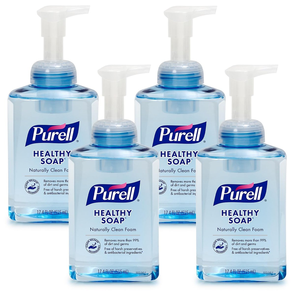 PURELL Brand CRT Healthy Soap Naturally Clean Foam, 17.4 fl oz Hand Soap Table Top Pump Bottle (Pack of 4) - 5013-04 Avelisse
