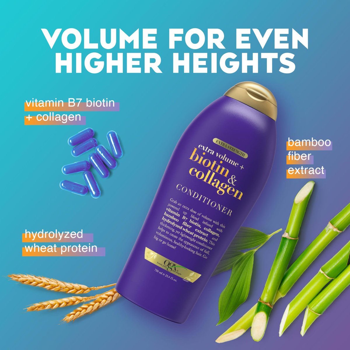 OGX Biotin & Collagen Extra Strength Volumizing Conditioner for Thicker, Fuller Hair, 25.4 fl oz - görsel 5