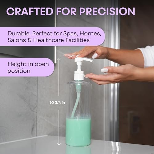 BRIGHTFROM Empty Shampoo Pump Bottles 32 oz (1 Liter) – BPA-Free Clear Plastic Cylinder Containers, Leak-Proof, 2 Pack Avelisse