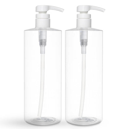 BRIGHTFROM Empty Shampoo Pump Bottles 32 oz (1 Liter) – BPA-Free Clear Plastic Cylinder Containers, Leak-Proof, 2 Pack Avelisse