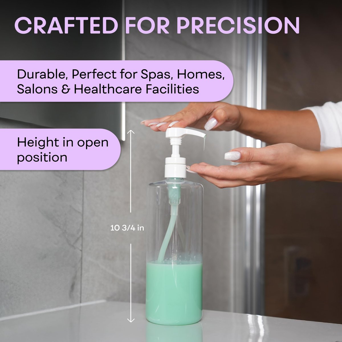 BRIGHTFROM Empty Shampoo Pump Bottles 32 oz (1 Liter) – BPA-Free Clear Plastic Cylinder Containers, Leak-Proof, 2 Pack Avelisse