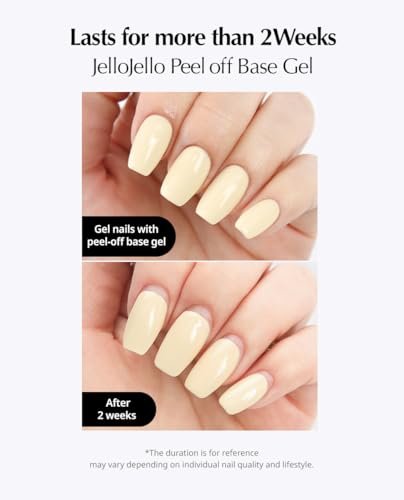 JelloJello Peel-Off Base Gel + One Kill Gel Remover Set – Easy Removal Peelable Nail Base for Self Nails, UV/LED Cure, 10ml + 30ml Avelisse