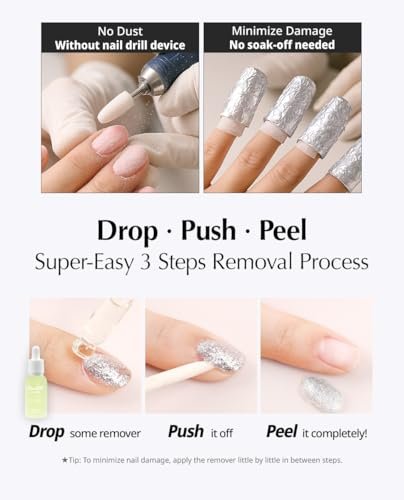 JelloJello Peel-Off Base Gel + One Kill Gel Remover Set – Easy Removal Peelable Nail Base for Self Nails, UV/LED Cure, 10ml + 30ml Avelisse