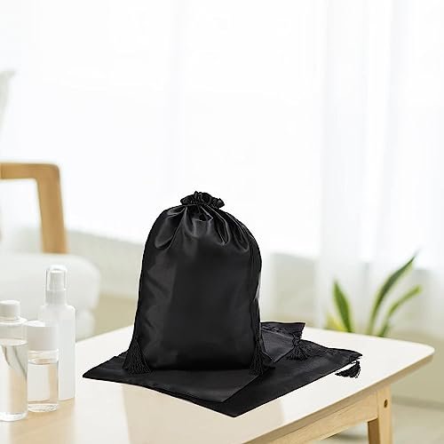 Youeon 16 Pcs Silk Satin Wig Bags 12"x16" - Black Drawstring Storage Sacks for Wigs, Hair Extensions, Travel & Salon Avelisse