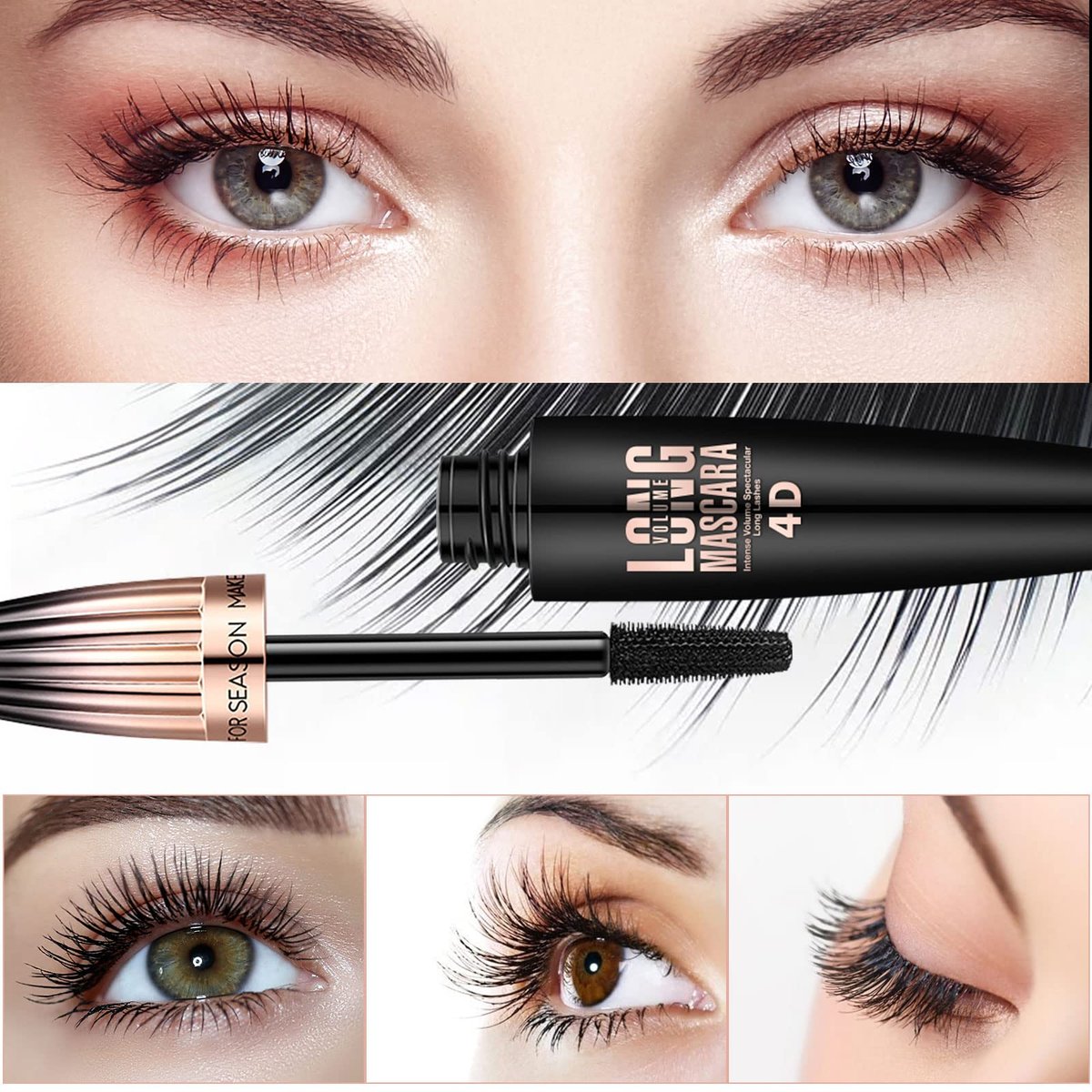 2 Pack 4D Silk Fiber Lash Mascara - Waterproof Very Black Long Lasting Mascara for Lengthening, Lifting, Multiplying, Curling Natural Eyelashes - görsel 5