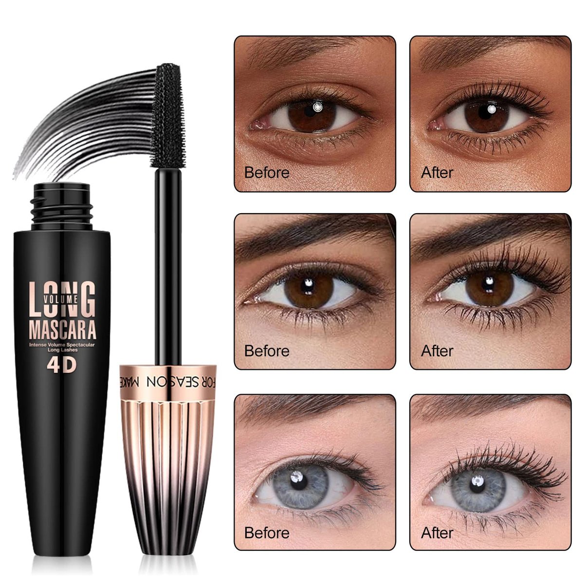 2 Pack 4D Silk Fiber Lash Mascara - Waterproof Very Black Long Lasting Mascara for Lengthening, Lifting, Multiplying, Curling Natural Eyelashes - görsel 7