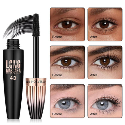 2 Pack 4D Silk Fiber Lash Mascara - Waterproof Very Black Long Lasting Mascara for Lengthening, Lifting, Multiplying, Curling Natural Eyelashes