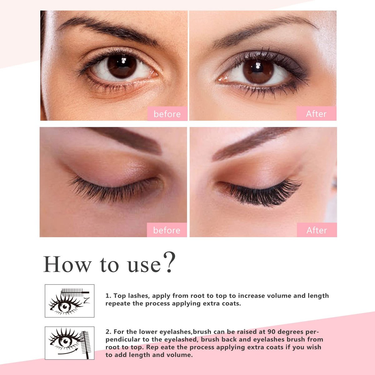 2 Pack 4D Silk Fiber Lash Mascara - Waterproof Very Black Long Lasting Mascara for Lengthening, Lifting, Multiplying, Curling Natural Eyelashes - görsel 9