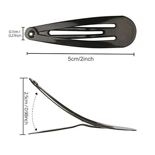 12 Pieces Snap Hair Clips for Women – 2 Inch Metal Black Hair Barrettes - görsel 4