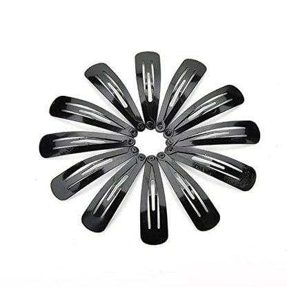 12 Pieces Snap Hair Clips for Women – 2 Inch Metal Black Hair Barrettes