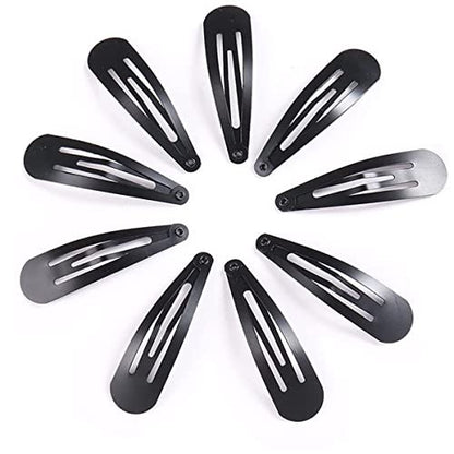 12 Pieces Snap Hair Clips for Women – 2 Inch Metal Black Hair Barrettes