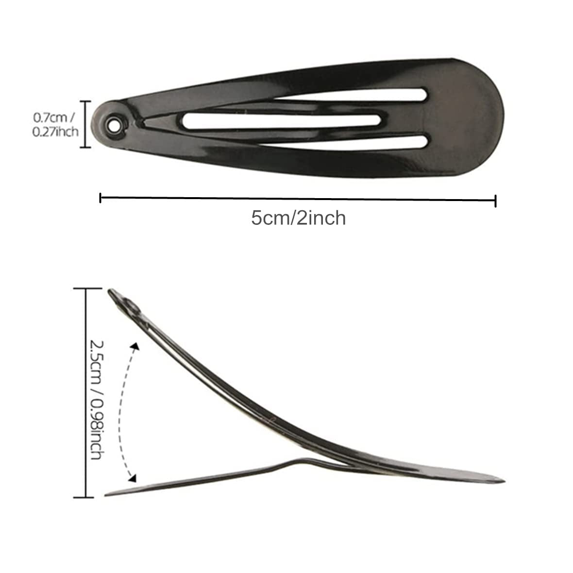 12 Pieces Snap Hair Clips for Women – 2 Inch Metal Black Hair Barrettes - görsel 3