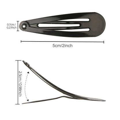12 Pieces Snap Hair Clips for Women – 2 Inch Metal Black Hair Barrettes