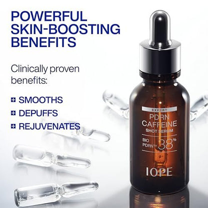 IOPE Expert PDRN Caffeine Shot Serum - Anti-Aging Face Serum to Depuff, Smooth & Rejuvenate Tired Skin with BIO-PDRN and Caffeine, Fast-Absorbing, 1.01 fl oz Avelisse