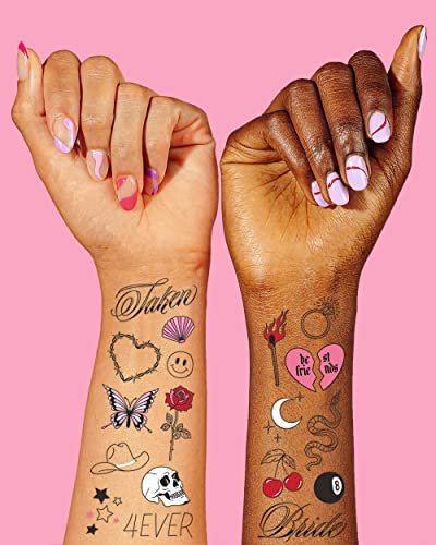 xo, Fetti Realistic Bachelorette Temporary Tattoos - 100 Foil Styles for Bachelorette Party, Bridesmaid Favors, Bride to Be Gift & Bridal Shower Supplies - görsel 6