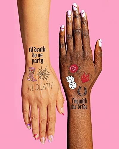 xo, Fetti Realistic Bachelorette Temporary Tattoos - 100 Foil Styles for Bachelorette Party, Bridesmaid Favors, Bride to Be Gift & Bridal Shower Supplies - görsel 8