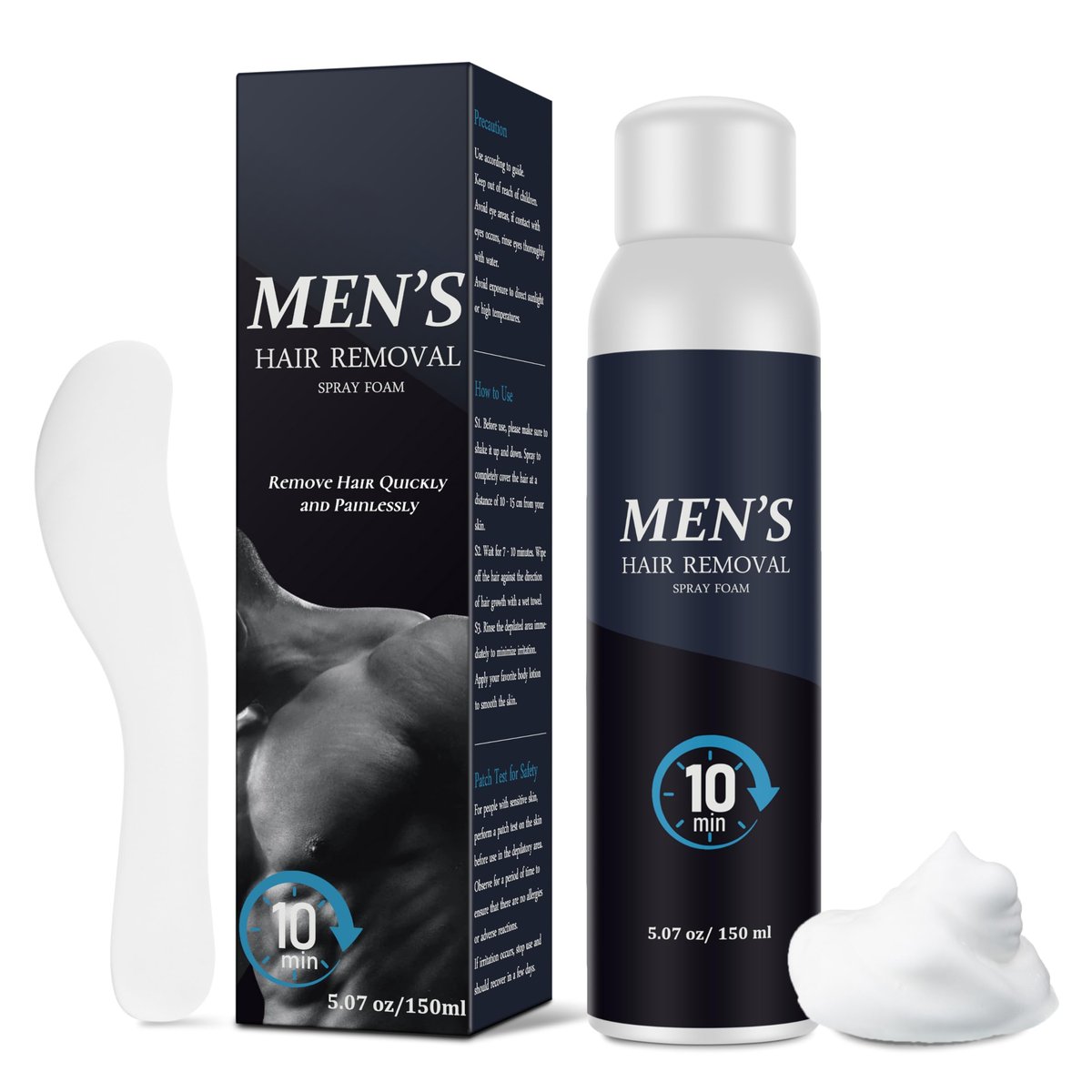 Cosmpro Hair Removal Spray Foam for Men – Effective & Painless Depilatory Cream for Underarm, Chest, Back, Legs (5.07 Fl Oz) Avelisse