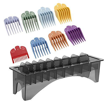 Watris Veiyi 10-Slot Clipper Guard Holder - Universal Hair Clipper Comb Case for Professional Barbers