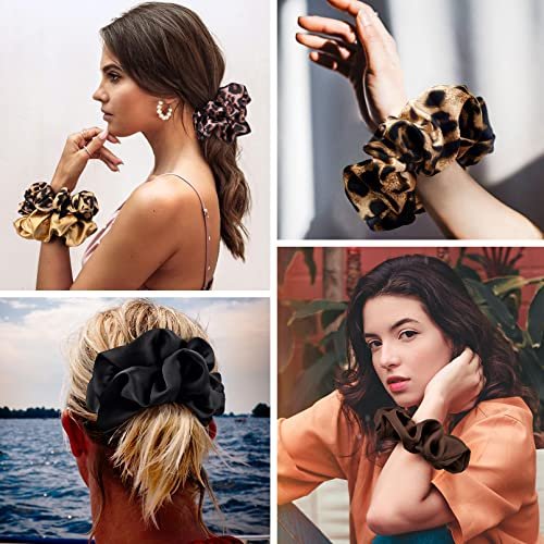 CEELGON XL Big Silk Scrunchies for Women – Extra Large Satin Oversized Scrunchie Pack of 6, Jumbo Gigantic Soft Fluffy Hair Ties for Thick or Thin Hair - görsel 10