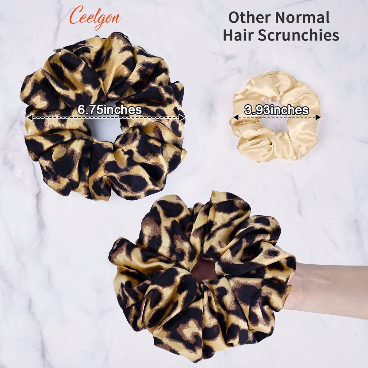 CEELGON XL Big Silk Scrunchies for Women – Extra Large Satin Oversized Scrunchie Pack of 6, Jumbo Gigantic Soft Fluffy Hair Ties for Thick or Thin Hair - görsel 3