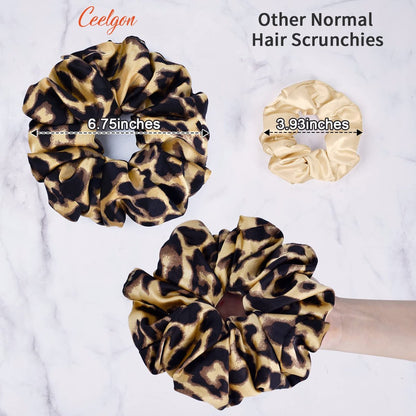 CEELGON XL Big Silk Scrunchies for Women – Extra Large Satin Oversized Scrunchie Pack of 6, Jumbo Gigantic Soft Fluffy Hair Ties for Thick or Thin Hair