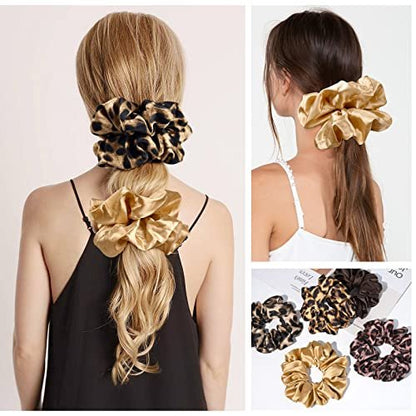CEELGON XL Big Silk Scrunchies for Women – Extra Large Satin Oversized Scrunchie Pack of 6, Jumbo Gigantic Soft Fluffy Hair Ties for Thick or Thin Hair