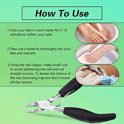 Feiccier Heavy Duty Ingrown Toenail Clippers – Professional Toenail Trimmer for Thick & Ingrown Nails, Sharp Curved Blade, Stainless Steel Pedicure Tool - görsel 12