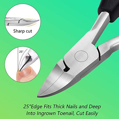 Feiccier Heavy Duty Ingrown Toenail Clippers – Professional Toenail Trimmer for Thick & Ingrown Nails, Sharp Curved Blade, Stainless Steel Pedicure Tool