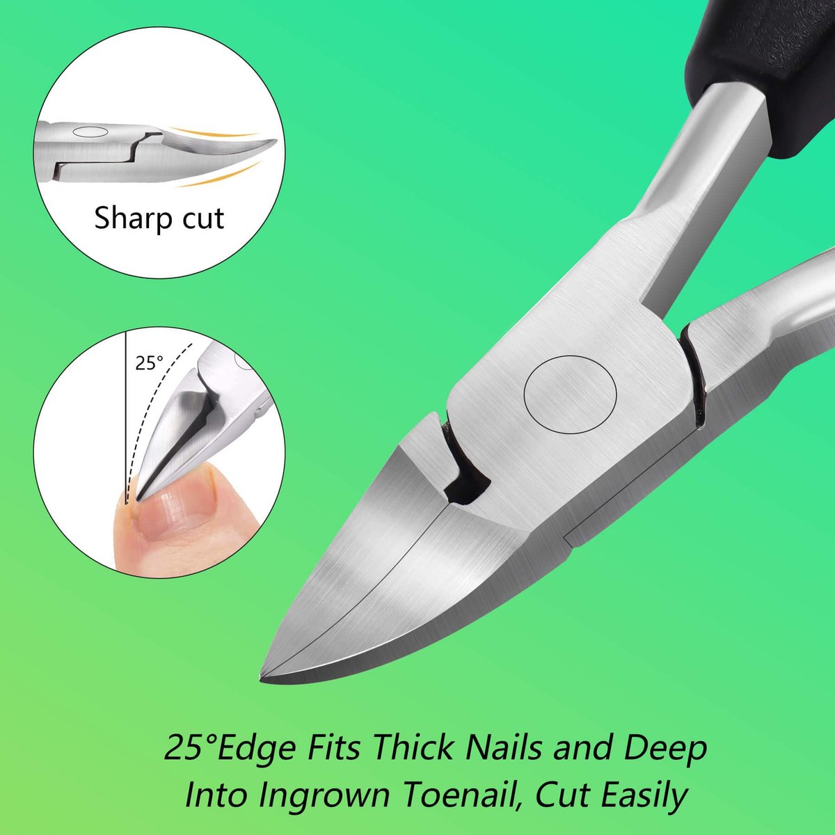 Feiccier Heavy Duty Ingrown Toenail Clippers – Professional Toenail Trimmer for Thick & Ingrown Nails, Sharp Curved Blade, Stainless Steel Pedicure Tool - görsel 5