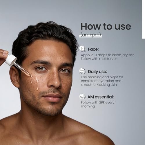 Natural Outcome Man Skin Supreme Moisture Serum for Men - Anti-Aging Day & Night Facial Serum with Hyaluronic Acid, Argan Oil & Vitamin E Avelisse