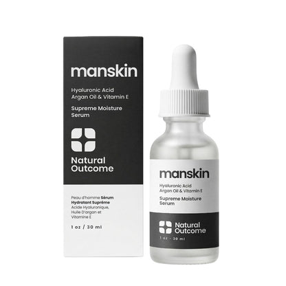 Natural Outcome Man Skin Supreme Moisture Serum for Men - Anti-Aging Day & Night Facial Serum with Hyaluronic Acid, Argan Oil & Vitamin E Avelisse