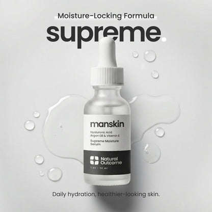 Natural Outcome Man Skin Supreme Moisture Serum for Men - Anti-Aging Day & Night Facial Serum with Hyaluronic Acid, Argan Oil & Vitamin E Avelisse