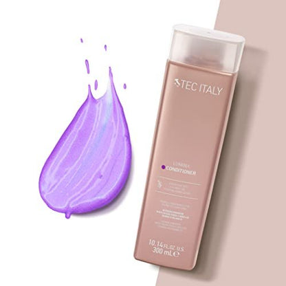 Tec Italy Lumina Conditioner Purple Toning for Blonde, Gray & Bleached Hair - Neutralizes Yellow Tones, Enhances Shine & Softness, UV Protection, 10.14 fl oz