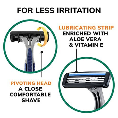 BIC Sensitive 3 Disposable Razors for Men with 3 Blades, Value Pack of 12 Avelisse