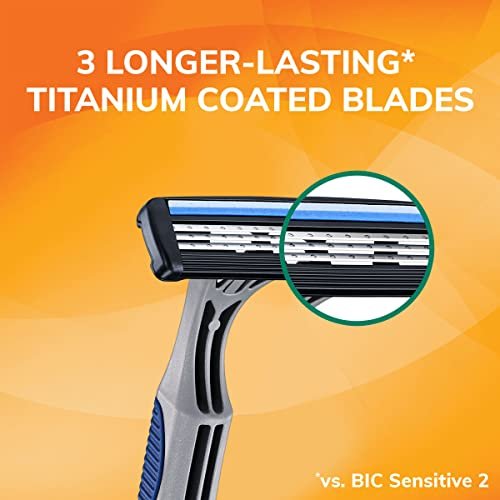 BIC Sensitive 3 Disposable Razors for Men with 3 Blades, Value Pack of 12 Avelisse