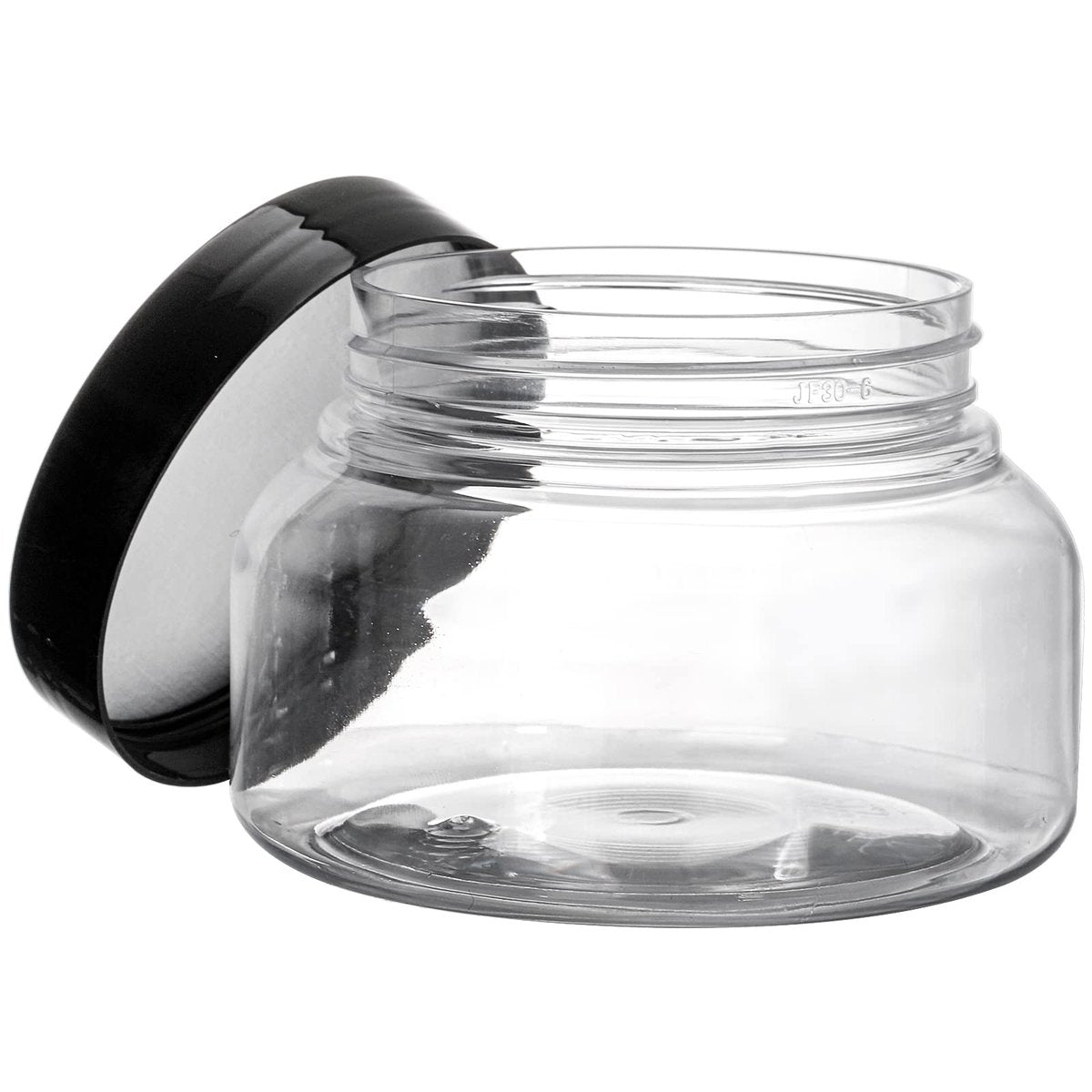 16 Pack 8 oz Plastic Jars with Lids - Clear Refillable Body Scrub Containers for Makeup, Body Butter, Creams, Slime, Travel Avelisse
