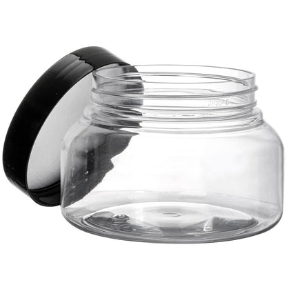 16 Pack 8 oz Plastic Jars with Lids - Clear Refillable Body Scrub Containers for Makeup, Body Butter, Creams, Slime, Travel Avelisse