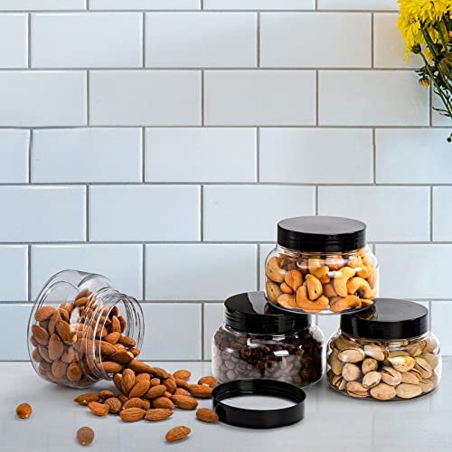 16 Pack 8 oz Plastic Jars with Lids - Clear Refillable Body Scrub Containers for Makeup, Body Butter, Creams, Slime, Travel Avelisse