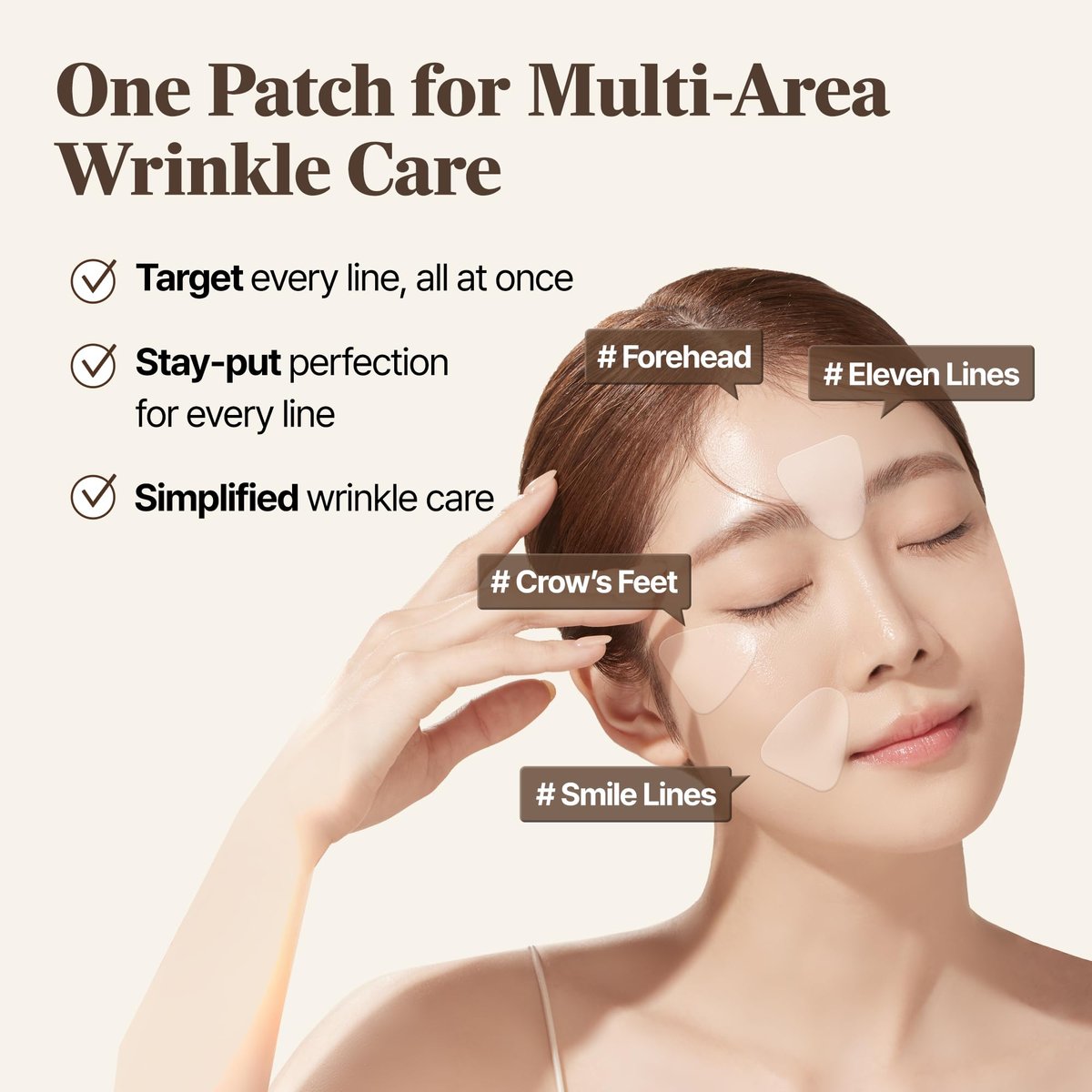 Marshique Frown Line Patches for Between the Eyes - Anti-Wrinkle Face Tape for Eleven Lines, Crow's Feet, Smile Lines - Day & Night Use - Korean Skincare - 55 Patches Avelisse