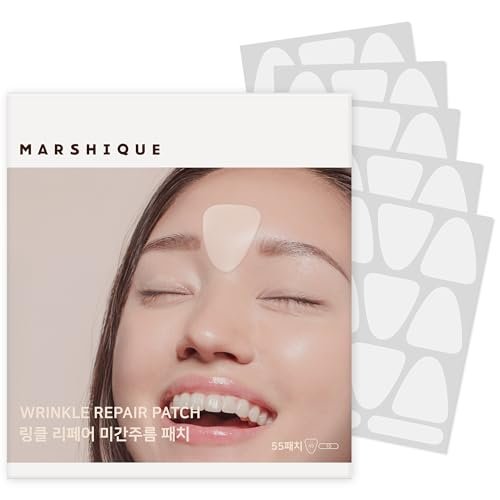 Marshique Frown Line Patches for Between the Eyes - Anti-Wrinkle Face Tape for Eleven Lines, Crow's Feet, Smile Lines - Day & Night Use - Korean Skincare - 55 Patches Avelisse