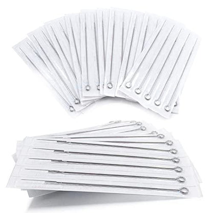 TONBAO 50pcs Mixed Stick and Poke Tattoo Needles - Assorted Liners, Shaders & Magnum (3RL-9RS, 5M1, 7M1) Disposable Stainless Steel