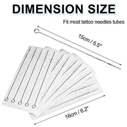 TONBAO 50pcs Mixed Stick and Poke Tattoo Needles - Assorted Liners, Shaders & Magnum (3RL-9RS, 5M1, 7M1) Disposable Stainless Steel