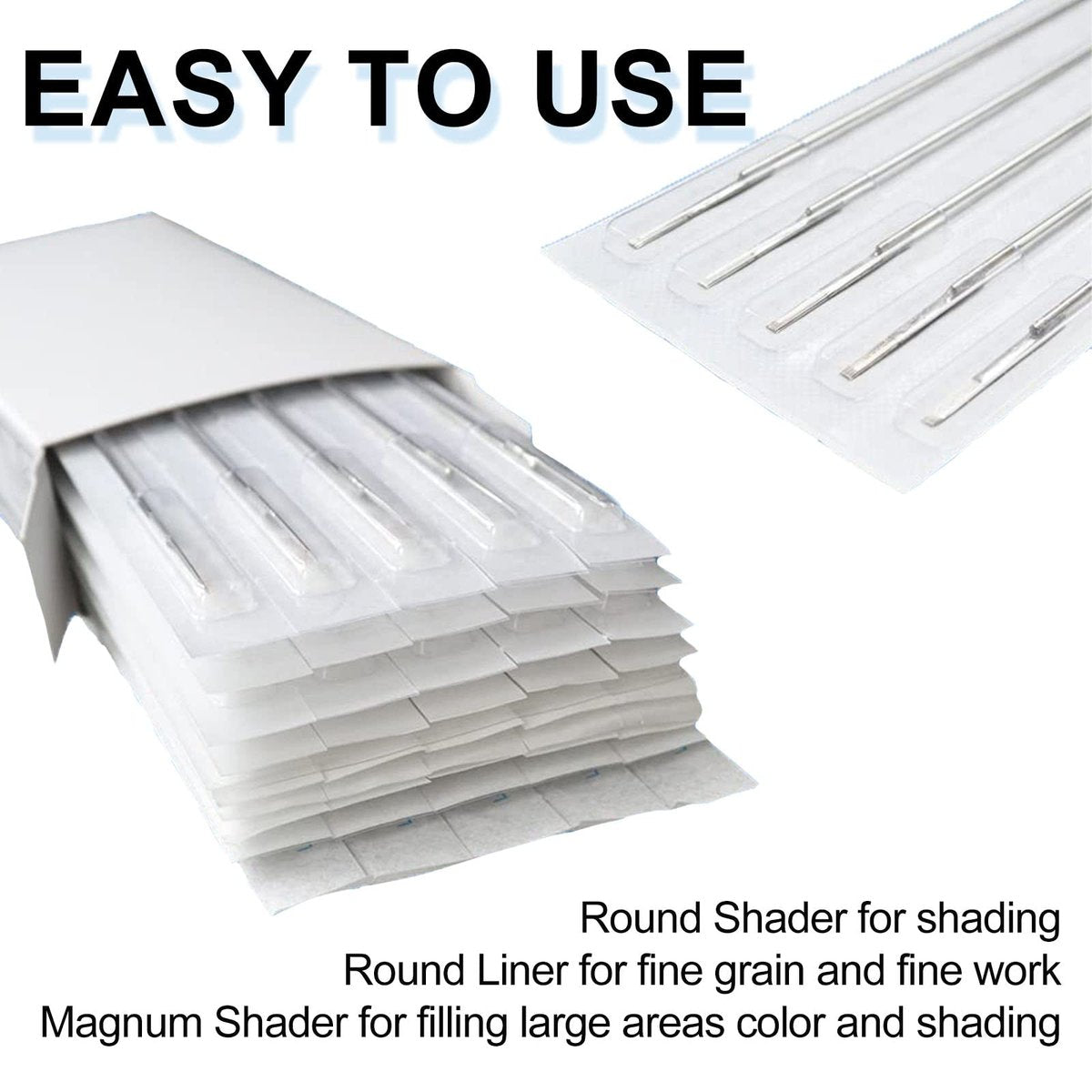 TONBAO 50pcs Mixed Stick and Poke Tattoo Needles - Assorted Liners, Shaders & Magnum (3RL-9RS, 5M1, 7M1) Disposable Stainless Steel - görsel 9