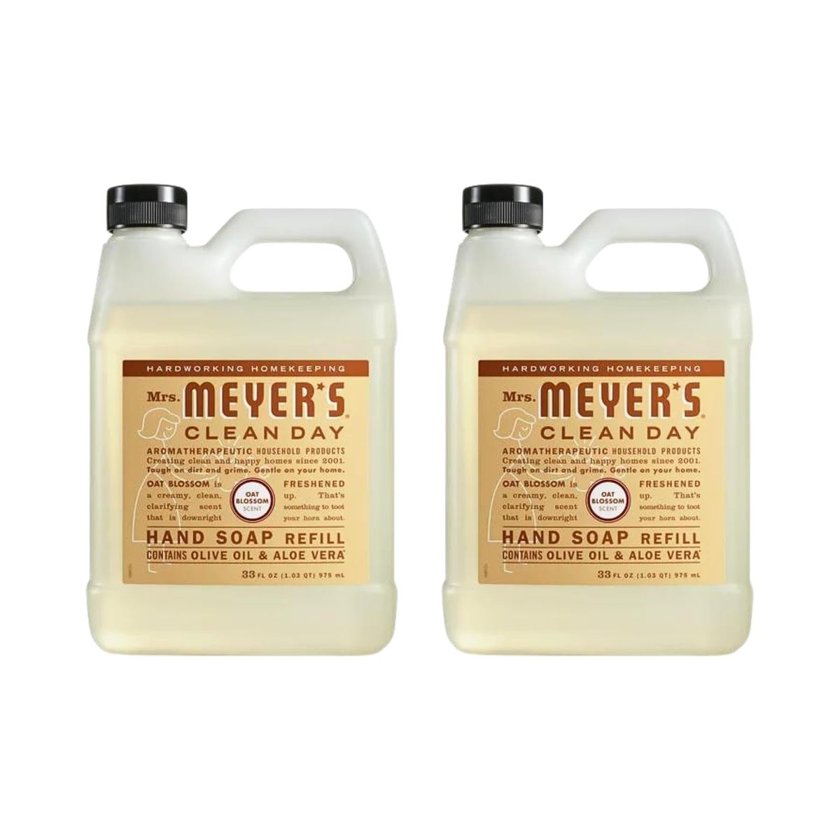 Mrs. MEYER'S Liquid Hand Soap Refill, Oat Blossom Scent, 33 fl oz (Pack of 2) - Gentle, Effective Hand Wash - görsel 1