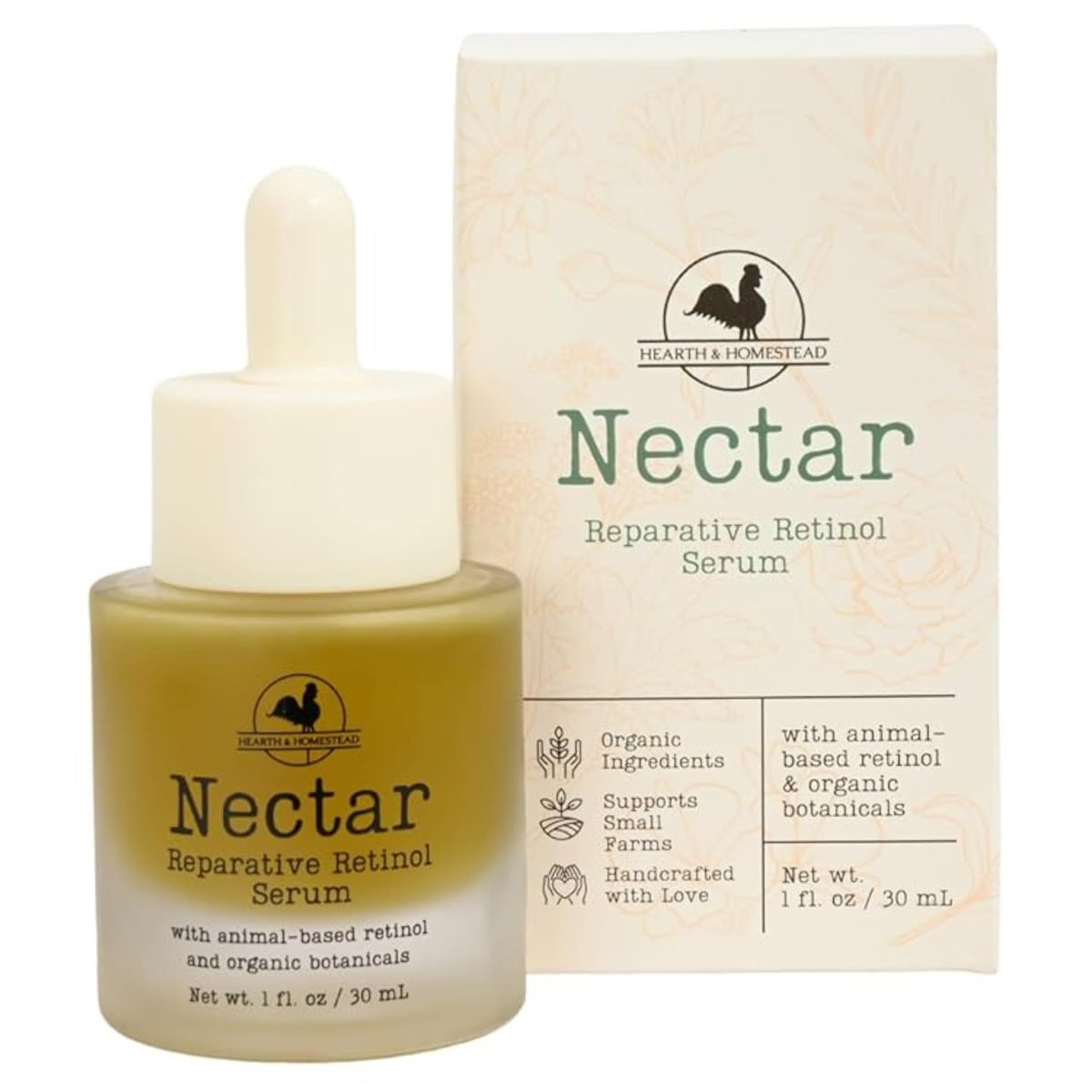 Hearth & Homestead Serum - Nectar Natural Retinol with Fermented Cod Liver Oil, Grass-Fed Tallow & Emu Oil – Nutrient-Rich Facial Oil for Smooth, Healthy Skin (1 fl oz) Avelisse